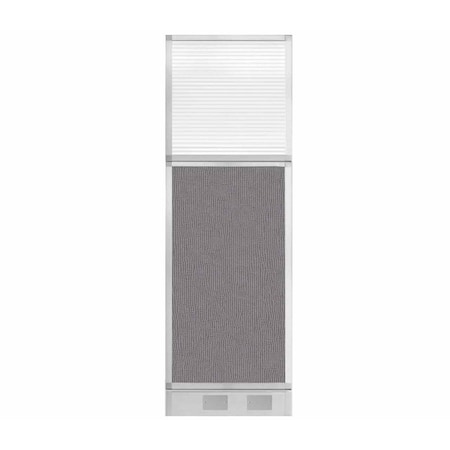 Versare Hush Panel Configurable Cubicle Partition 2' x 6' Slate Fabric Clear Fluted Window w/ Cable Channel 1856219-1